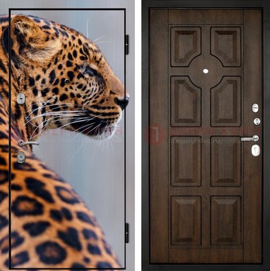 Металлическая дверь с фотопечатью леопарда ДФ-26 в Белгороде
