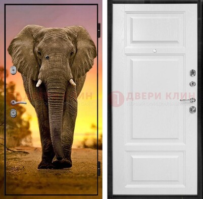 Металлическая дверь с фотопечатью слона ДФ-30 в Белгороде
