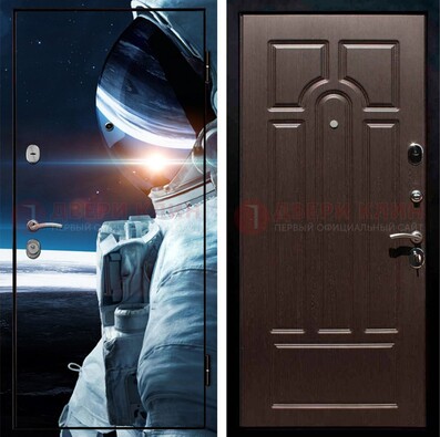Стальная дверь с фотопечатью космонавта ДФ-4 в Белгороде