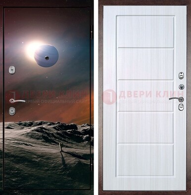 Стальная дверь с фотопечатью планет ДФ-8 в Белгороде
