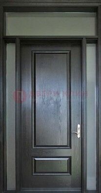 Черная металлическая дверь с фрамугами и стеклом ДФГ-24 в Белгороде