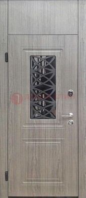 Металлическая дверь Винорит стекло и ковка с фрамугой ДФГ-33 в Белгороде