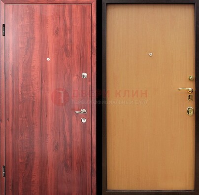 Красная железная дверь с ламинатом ДЛ-3 в Белгороде
