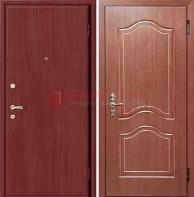 Красная металлическая дверь с ламинатом МДФ внутри ДЛ-8 в Белгороде