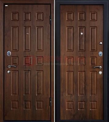 Коричневая металлическая дверь с МДФ ДМ-156 для квартиры в Брянске