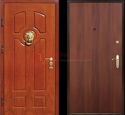 Оранжевая стальная дверь с МДФ ламинат внутри ДМ-18 в квартиру в Белгороде