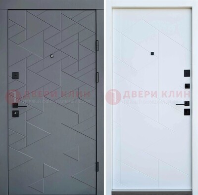 Серая металлическая дверь МДФ с узором  ДМ-224 в Белгороде