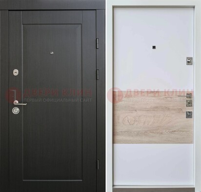 Черная металлическая дверь с белой МДФ внутри ДМ-230 в Белгороде