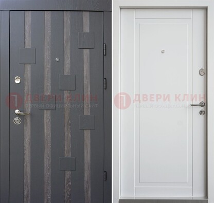 Темная металлическая дверь c белом МДФ внутри ДМ-231 в Белгороде