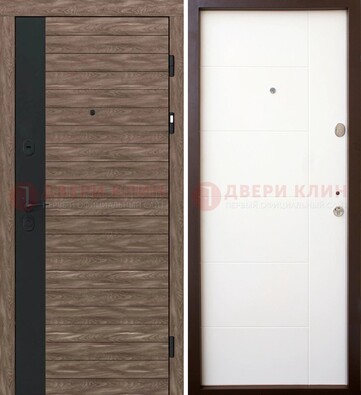 Коричневая входная дверь с черной вставкой МДФ ДМ-239 в Белгороде
