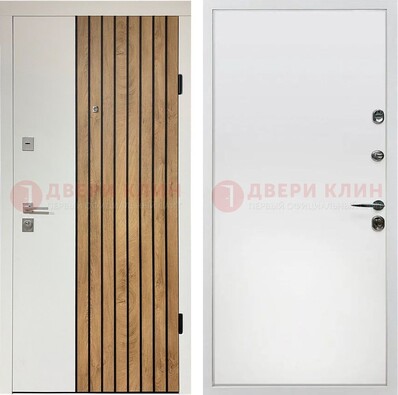 Белая с коричневой вставкой филенчатая дверь МДФ ДМ-278 в Белгороде