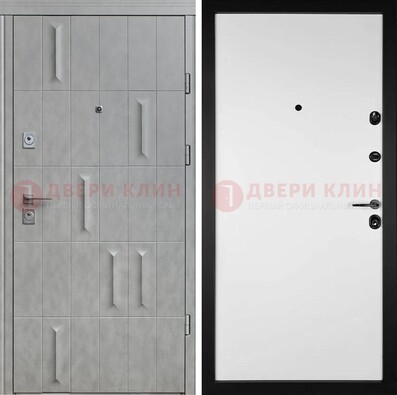 Серая стальная дверь с рисунком МДФ и внутри Белый ясень ДМ-280 в Белгороде