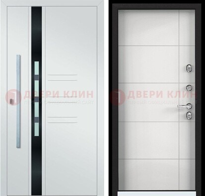 Металлическая дверь в белом цвете с МДФ ДМ-323 в Белгороде