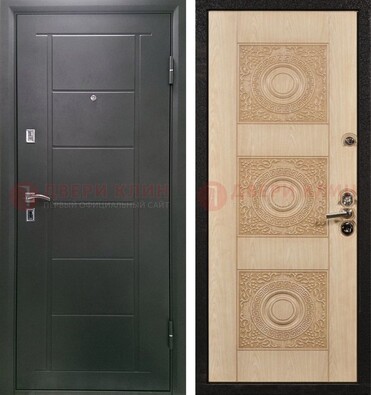 Темная железная дверь с МДФ в квартиру ДМ-344 в Белгороде