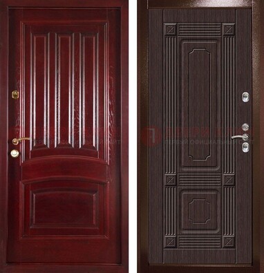 Красная стальная дверь с филенчатой МДФ ДМ-398 в Белгороде