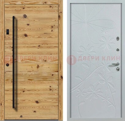 Металлическая дверь с МДФ в светлом цвете ДМ-412 в Белгороде