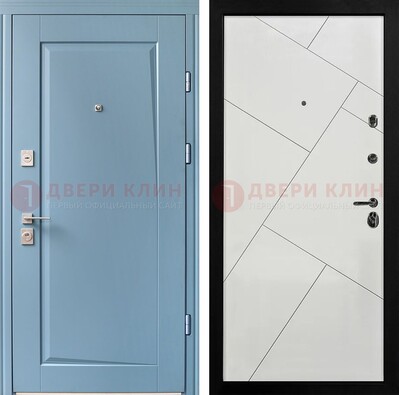Синяя железная дверь с МДФ панелями ДМ-491 в Белгороде