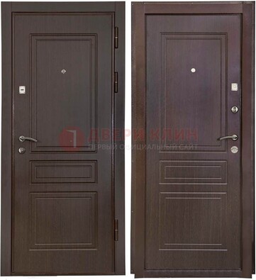 Антивандальная коричневая железная дверь с МДФ ДМ-61 в Видном