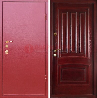 Красная металлическая дверь с порошковым напылением ДП-165 в Белгороде