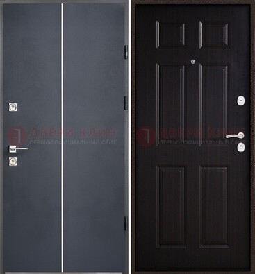 Железная дверь с порошковым покрытием и отделкой Темный орех внутри ДП-211 в Белгороде