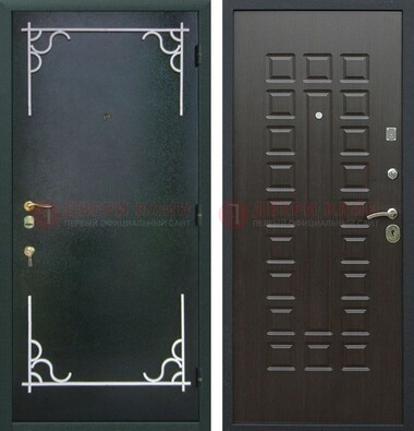 Темная входная дверь с порошковым покрытием и МДФ венге ДП-223 в Рязани