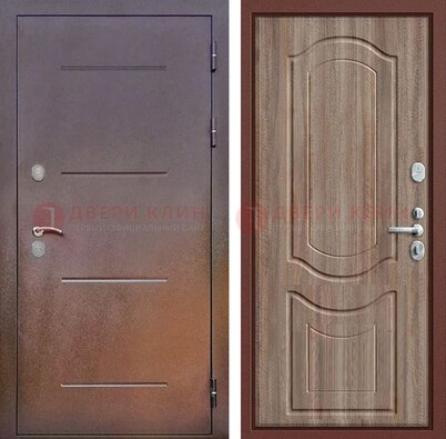 Стальная дверь с порошковым покрытием с коричневой МДФ ДП-226 в Рязани