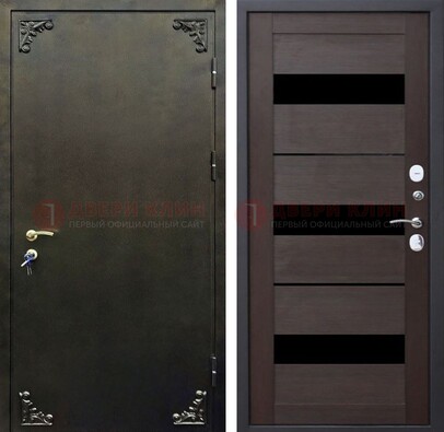 Темная входная дверь с порошковым покрытием и МДФ со стеклом ДП-236 в Белгороде