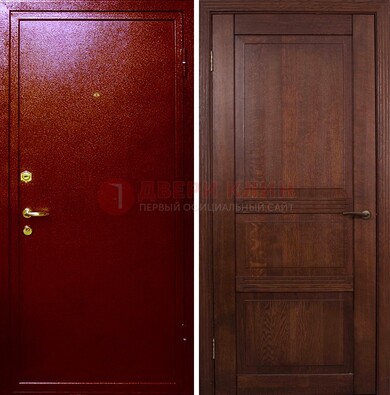 Красная железная дверь с порошковым окрасом ДП-58 в Белгороде