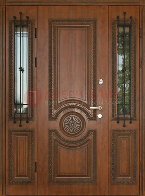 Парадная распашная стальная дверь Винорит со стеклом ДПР-106 в Белгороде