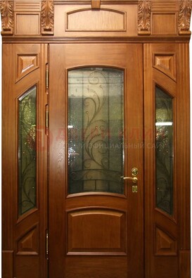 Парадная дверь со стеклянными вставками и ковкой ДПР-36 для дома в Белгороде