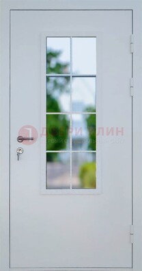Белая железная дверь порошок со стеклом ДС-31 в Белгороде