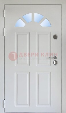 Белая стальная дверь МДФ со стеклом для дома ДС-37 в Белгороде