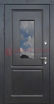 Чёрная металлическая дверь со стеклом ДС-77 в Белгороде