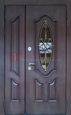 Темная металлическая дверь Винорит со стеклом и ковкой ДСК-239 в Белгороде
