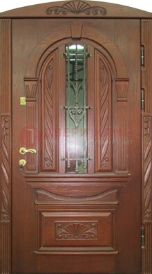 Узорная железная дверь массив со стеклом и ковкой ДСК-247 в Белгороде