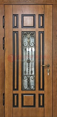 Двухцветная железная дверь Винорит со стеклом и ковкой ДСК-264 в Белгороде