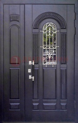 Входная дверь Винорит со стеклом и ковкой с узором ДСК-270 в Белгороде