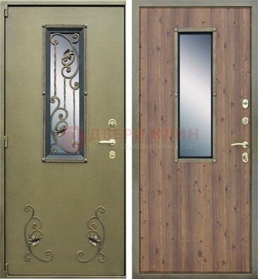 Офисная железная дверь со стеклом и ковкой ДСК-44 в Белгороде