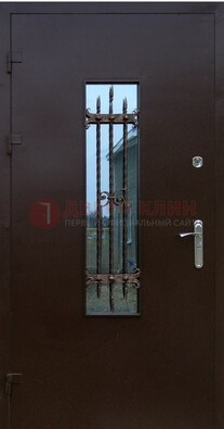 Надежная металлическая дверь со стеклом и ковкой ДСК-47 в Белгороде