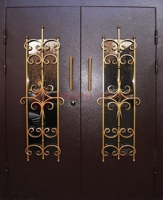 Металлическая дверь с ковкой и остеклением ДСК-49 в Белгороде