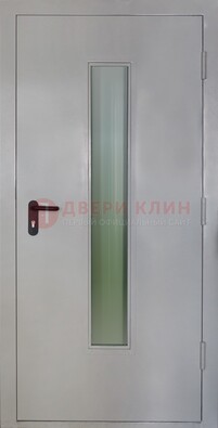 Белая металлическая противопожарная дверь со стеклянной вставкой ДТ-2 в Белгороде