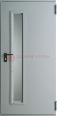 Белая железная противопожарная дверь со вставкой из стекла ДТ-9 в Белгороде