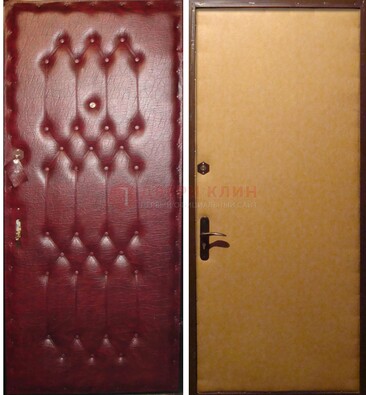 Бордовая металлическая дверь с винилискожей ДВ-1 в Одинцово