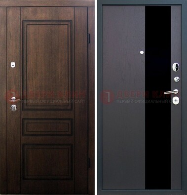 Входная дверь Итальянский орех с МДФ с черным стеклом ДМ-1199 в Белгороде