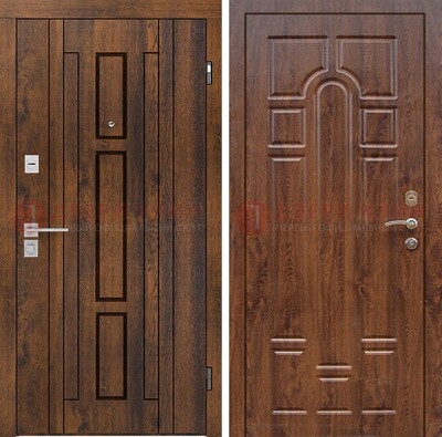 Стальная коричневая дверь с МДФ и коричневой МДФ внутри ДМ-1388 в Белгороде