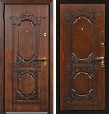 Коричневая железная дверь с виноритом и узором ДВТ-211 в Белгороде