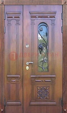 Железная коричневая филенчатая дверь с виноритом и МДФ ДВТ-85 в Белгороде