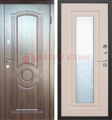 Светло-коричневая дверь c виноритом с узором и филенчатой МДФ ДЗ-120 в Тольятти