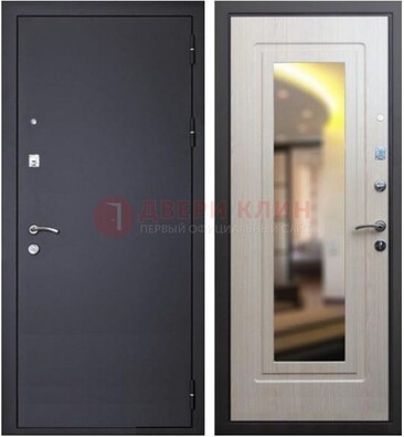 Черная металлическая дверь с зеркалом ДЗ-26 в Раменском