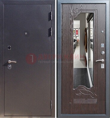 Черная входная дверь с зеркалом МДФ внутри ДЗ-29 в Белгороде